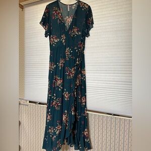 Floral ruffled wrap maxi dress